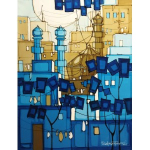 Salman Farooqi, 18 x 24 Inch, Acrylic on Canvas, Cityscape Painting, AC-SF-382